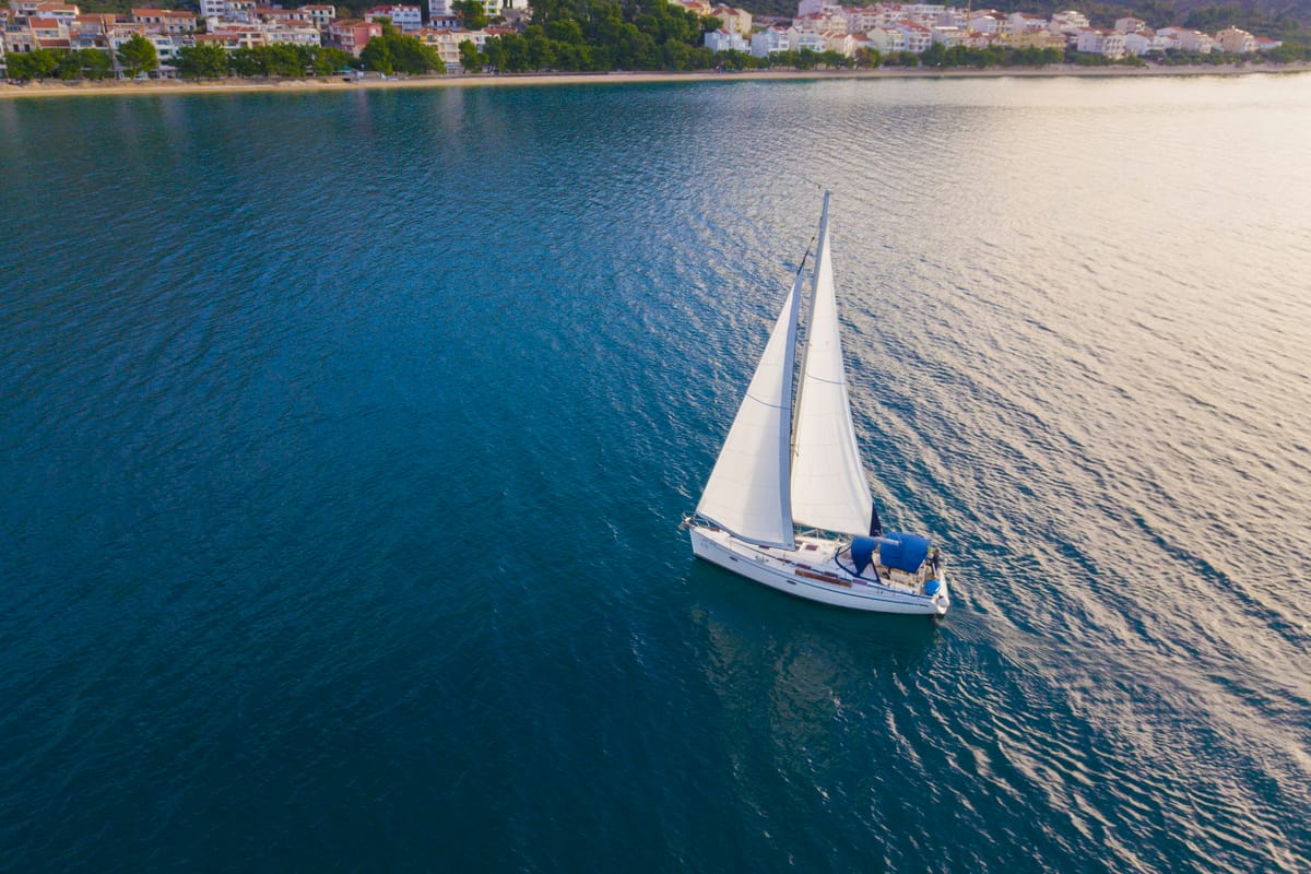 Exterior view of Lady Butterfly, a Bavaria 40 Cruiser sailboat at Općina Tučepi, Croatia