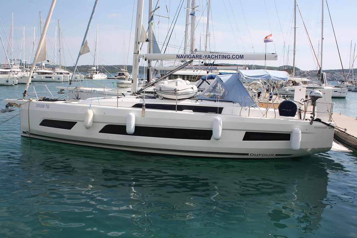 Curiosity , a Dufour 41 sailboat at Seget Donji, Croatia