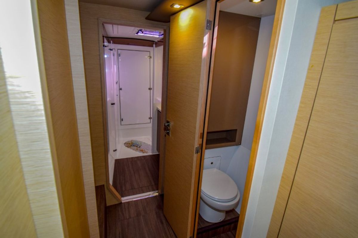Head on Amber, a Fountaine Pajot Lucia 40 catamaran at Marmaris, Turkey