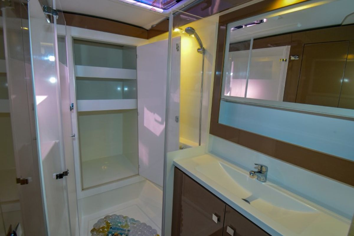 Head on Amber, a Fountaine Pajot Lucia 40 catamaran at Marmaris, Turkey