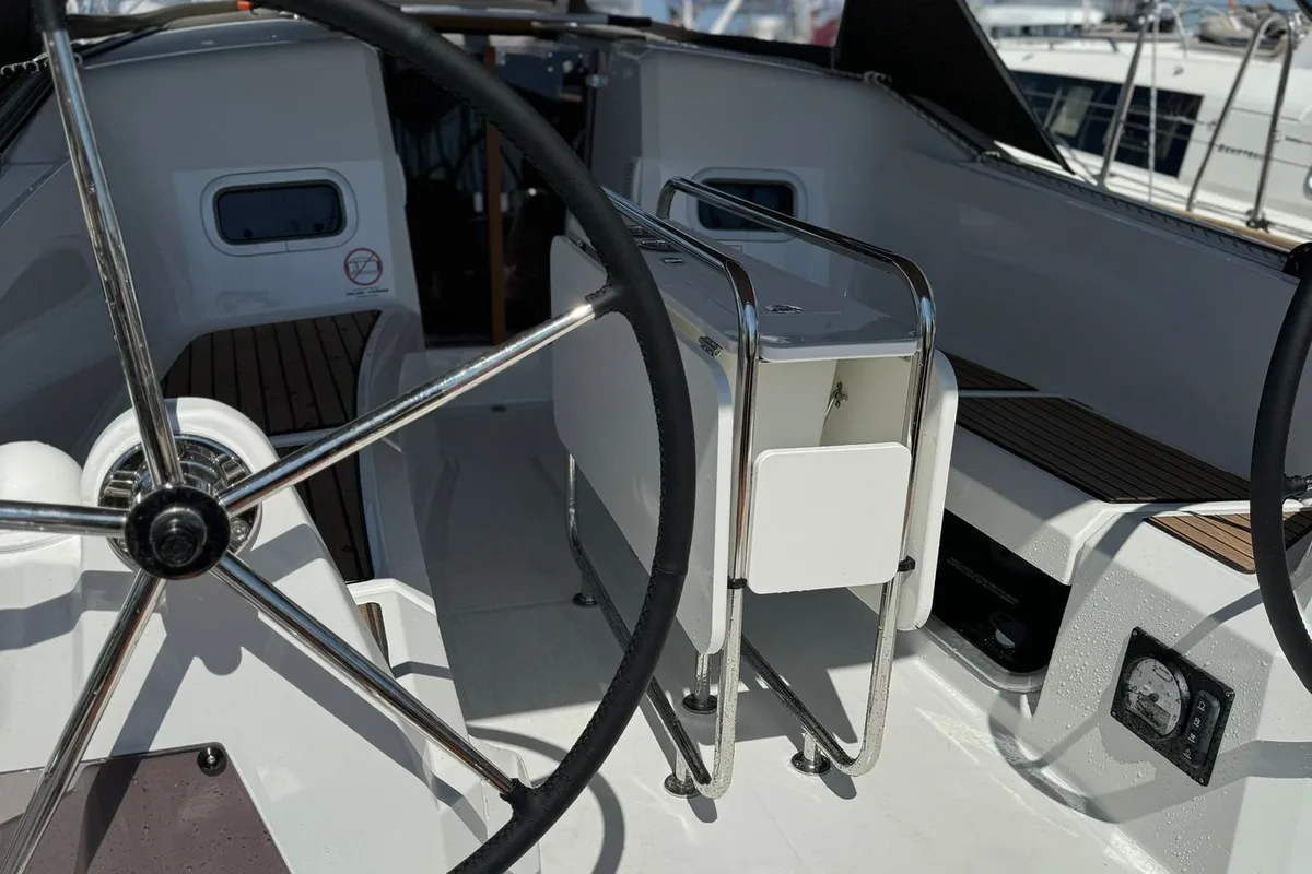 Cockpit of Why Not, a Jeanneau Sun Odyssey 349 sailboat at Grad Biograd na Moru, Croatia