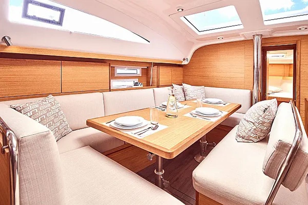 Salon of Lillemor II, a Elan Impression 45.1 sailboat at Grad Trogir, Croatia