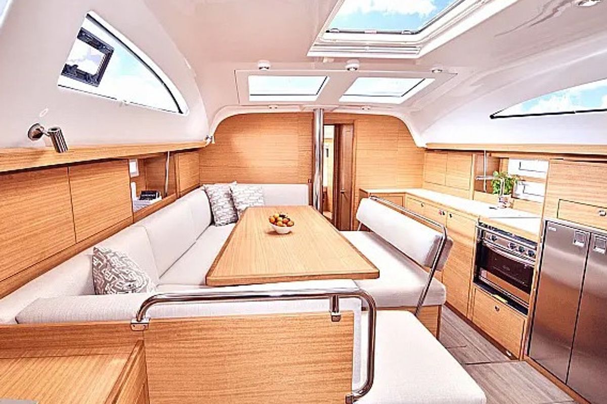 Salon of Lillemor II, a Elan Impression 45.1 sailboat at Grad Trogir, Croatia
