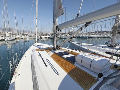 Deck of Blue Bonnet Af Lovnas - OW, a Hanse Yachts Hanse 505 sailboat at Grad Biograd na Moru, Croatia