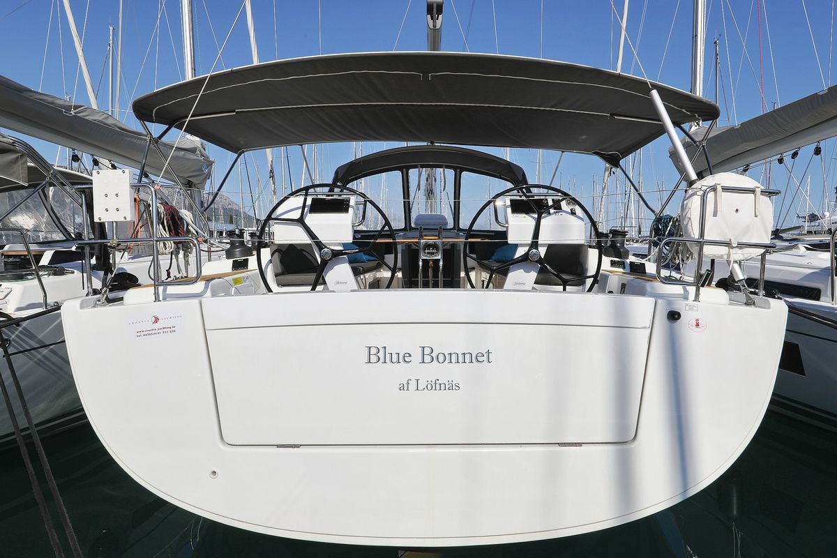 Exterior view of Blue Bonnet Af Lovnas - OW, a Hanse Yachts Hanse 505 sailboat at Grad Biograd na Moru, Croatia