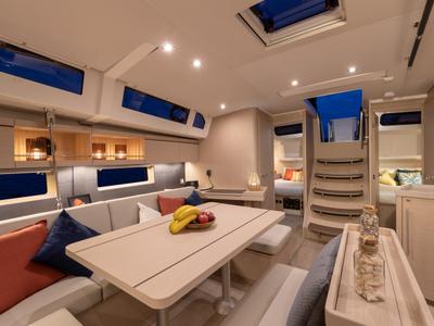 Salon of Moorings 46.3 Club, a Beneteau Oceanis 46.1 sailboat at Marigot, France
