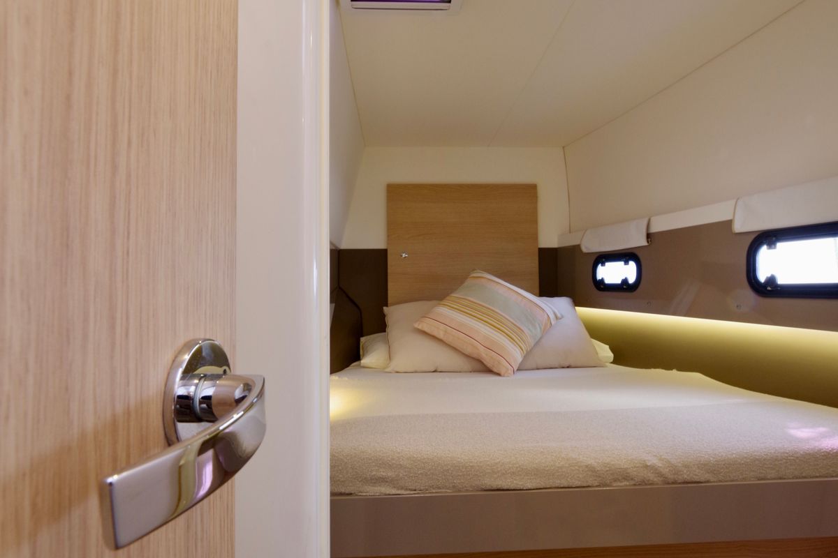 Cabin on Weesail, a Bali 4.1 catamaran at Castellammare di Stabia, Italy