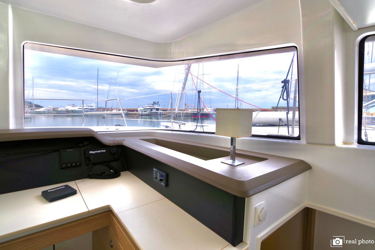 Salon of Weesail, a Bali 4.1 catamaran at Castellammare di Stabia, Italy