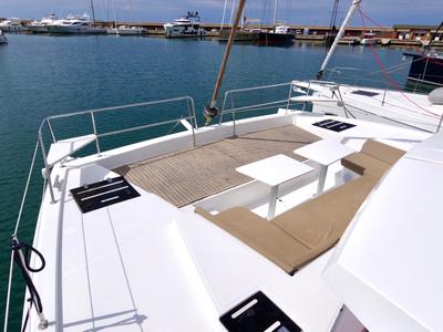 Deck of Weesail, a Bali 4.1 catamaran at Castellammare di Stabia, Italy