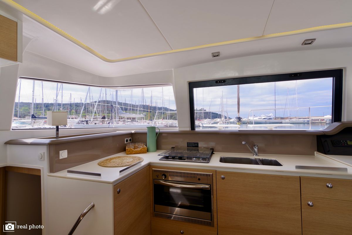 Galley of Weesail, a Bali 4.1 catamaran at Castellammare di Stabia, Italy