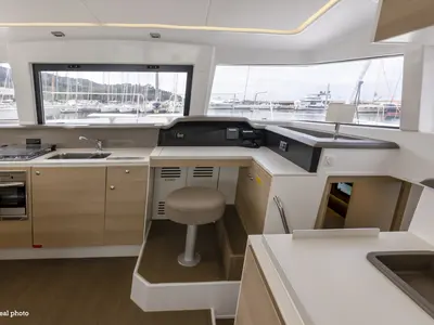 Cockpit of Weesail, a Bali 4.1 catamaran at Castellammare di Stabia, Italy