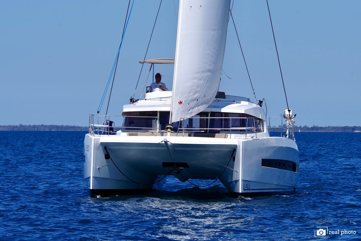 Exterior view of Weesail, a Bali 4.1 catamaran at Castellammare di Stabia, Italy