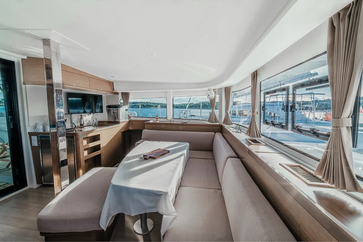 Salon of ARTEMIS, a Lagoon 42 catamaran at Grad Šibenik, Croatia