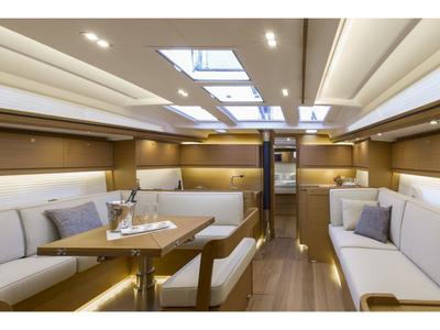 Salon of Calypso, a Dufour 520 Grand Large sailboat at Sithonia Municipal Unit, Greece