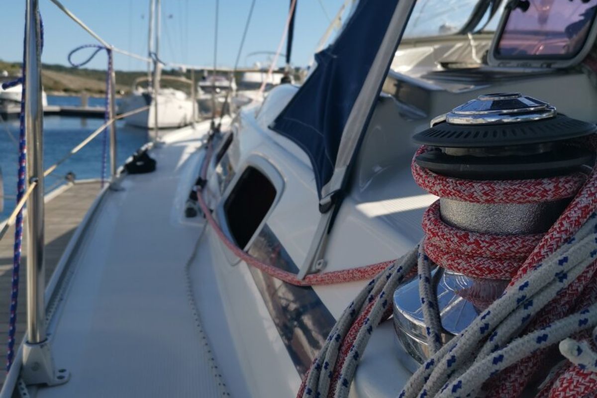 Deck of Sea King, a Bavaria 42 Cruiser sailboat at Primošten, Croatia