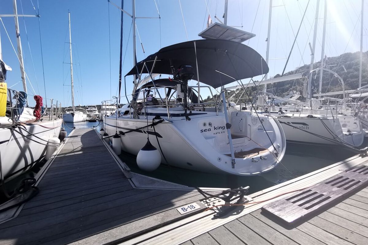 Exterior view of Sea King, a Bavaria 42 Cruiser sailboat at Primošten, Croatia