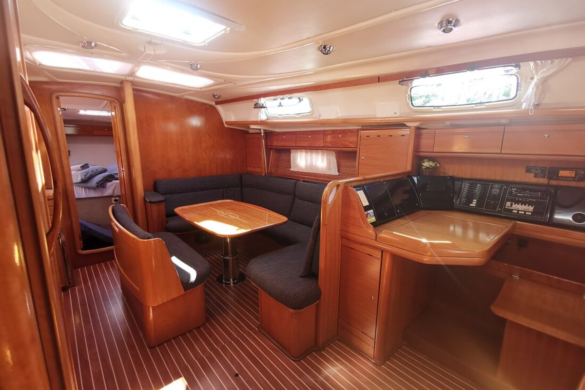 Salon of Sea King, a Bavaria 42 Cruiser sailboat at Primošten, Croatia