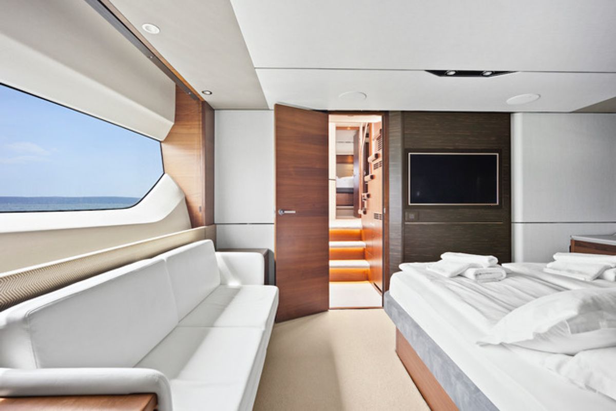 Cabin on MIRNO MORE, a Princess Yachts Princess S65 yacht at Grad Kaštela, Croatia