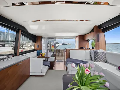 Salon of MIRNO MORE, a Princess Yachts Princess S65 yacht at Grad Kaštela, Croatia