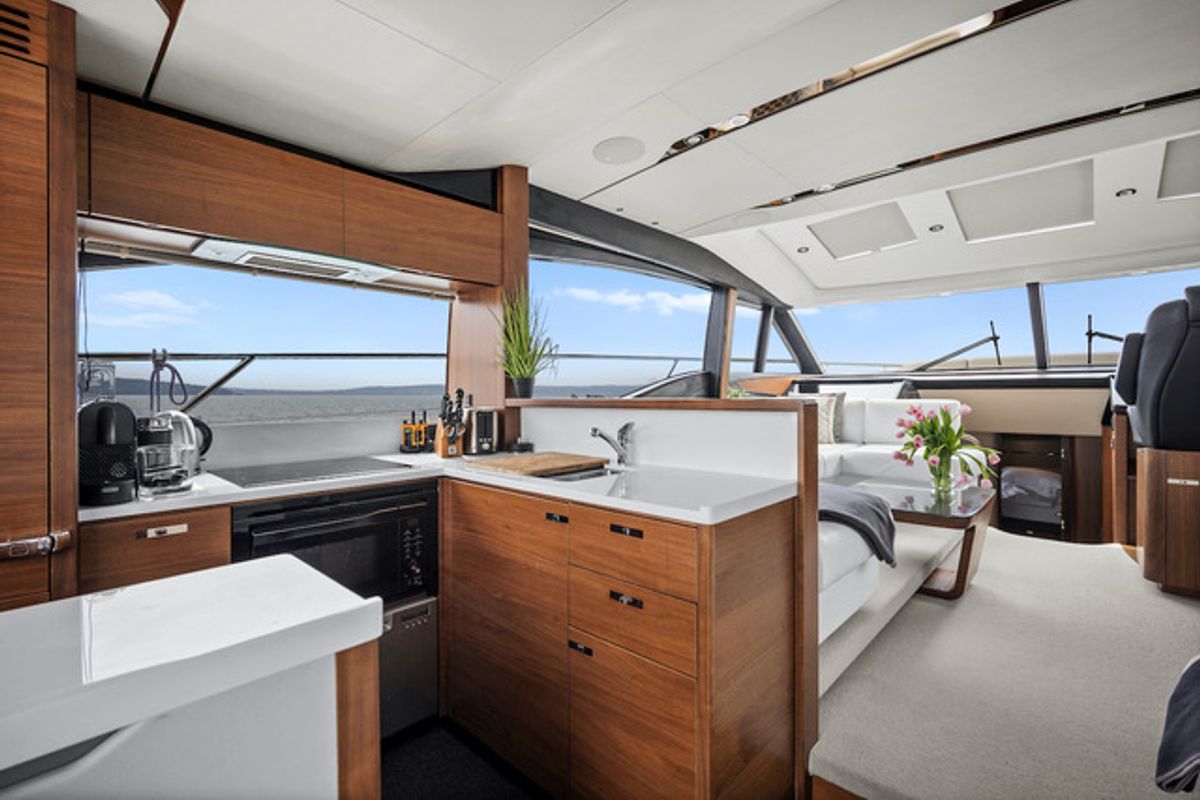 Galley of MIRNO MORE, a Princess Yachts Princess S65 yacht at Grad Kaštela, Croatia