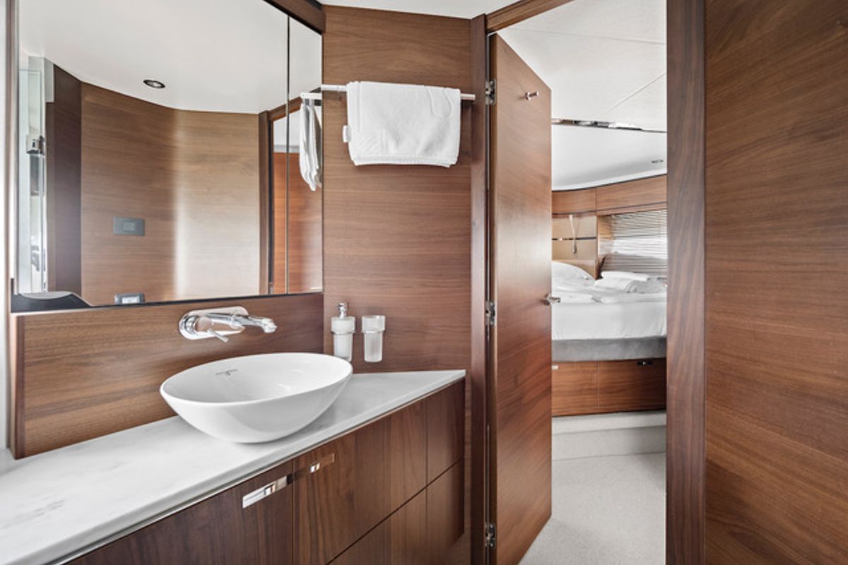 Head on MIRNO MORE, a Princess Yachts Princess S65 yacht at Grad Kaštela, Croatia