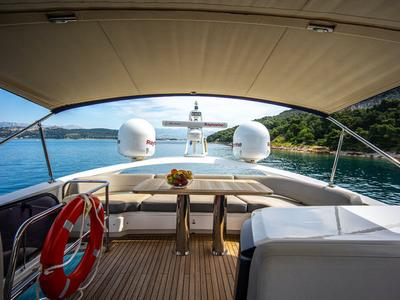 Deck of MIRNO MORE, a Princess Yachts Princess S65 yacht at Grad Kaštela, Croatia