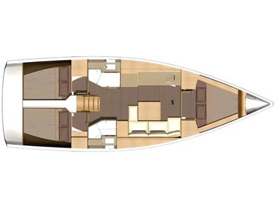 Floor plan of Excalibur, a Dufour 382 Grand Large sailboat at Port Navalo, France