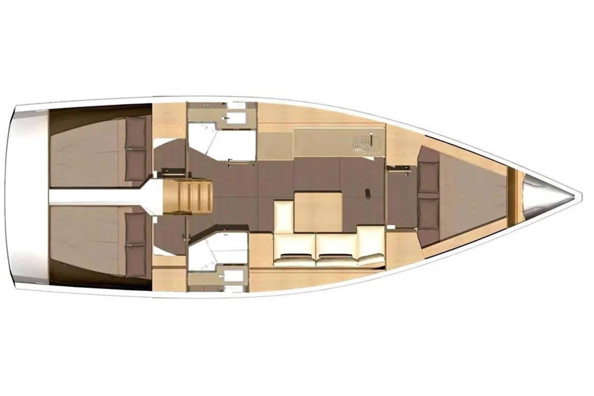 Floor plan of Excalibur, a Dufour 382 Grand Large sailboat at Port Navalo, France