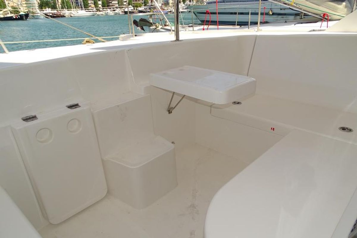 Deck of La Luna, a Leopard 44 catamaran at es Jonquet, Spain