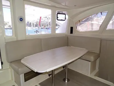 Salon of La Luna, a Leopard 44 catamaran at es Jonquet, Spain