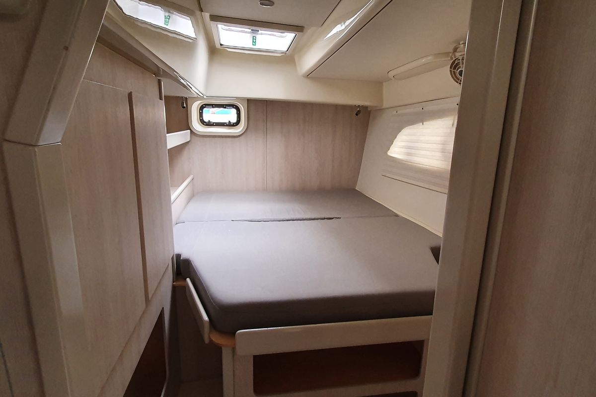 Cabin on La Luna, a Leopard 44 catamaran at es Jonquet, Spain