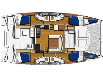 Floor plan of Seas the Day, a Leopard 48 catamaran at es Jonquet, Spain