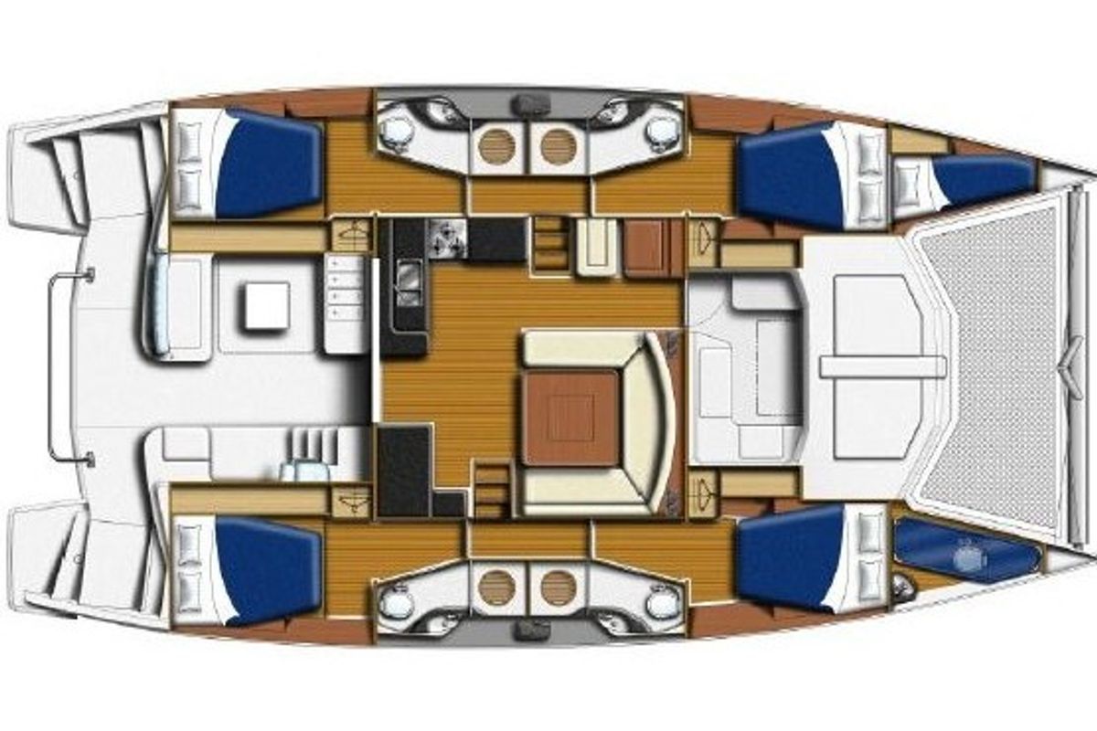 Floor plan of Seas the Day, a Leopard 48 catamaran at es Jonquet, Spain
