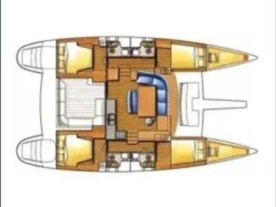 Floor plan of Mirfak, a Lagoon 400 S2 catamaran at Rosignano Solvay, Italy