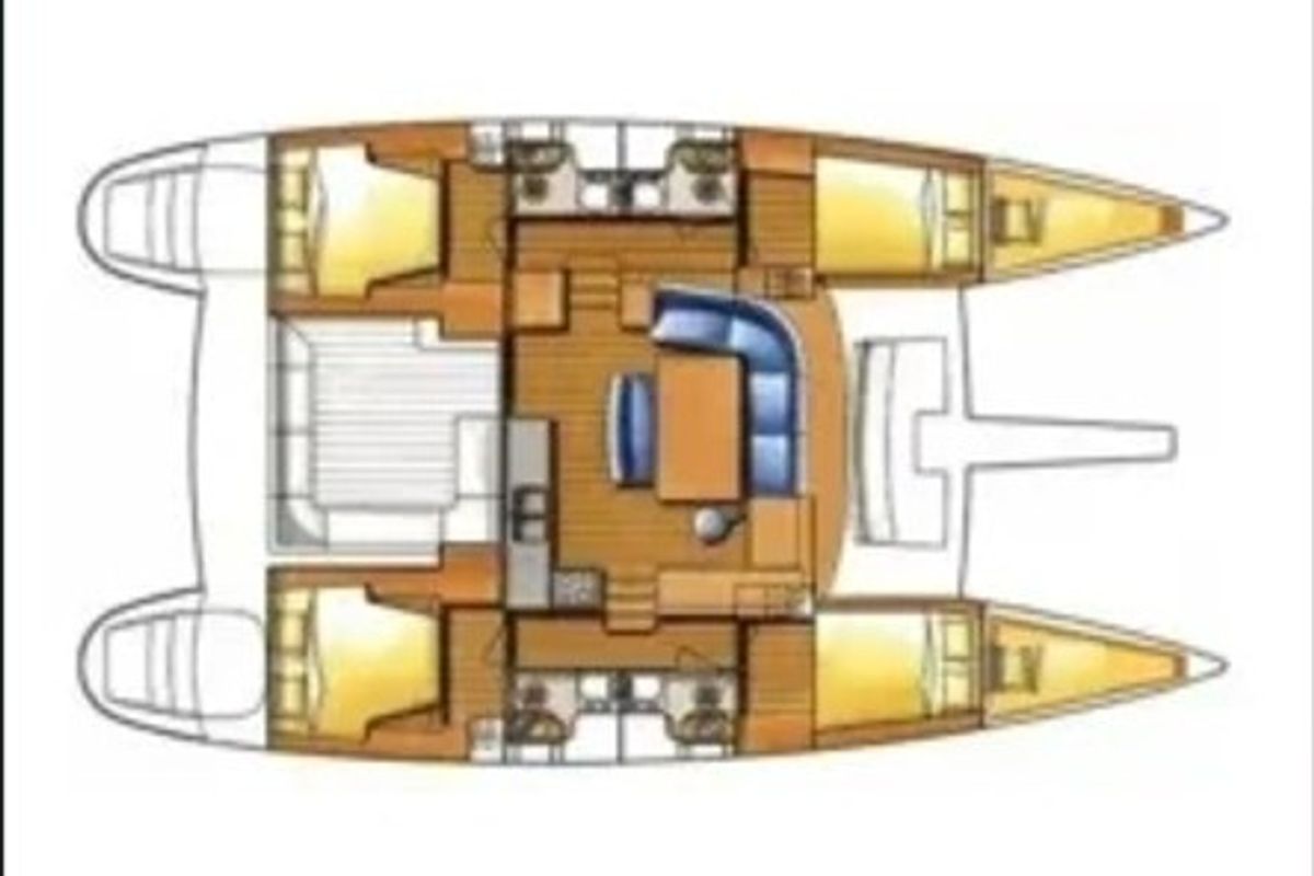 Floor plan of Mirfak, a Lagoon 400 S2 catamaran at Rosignano Solvay, Italy