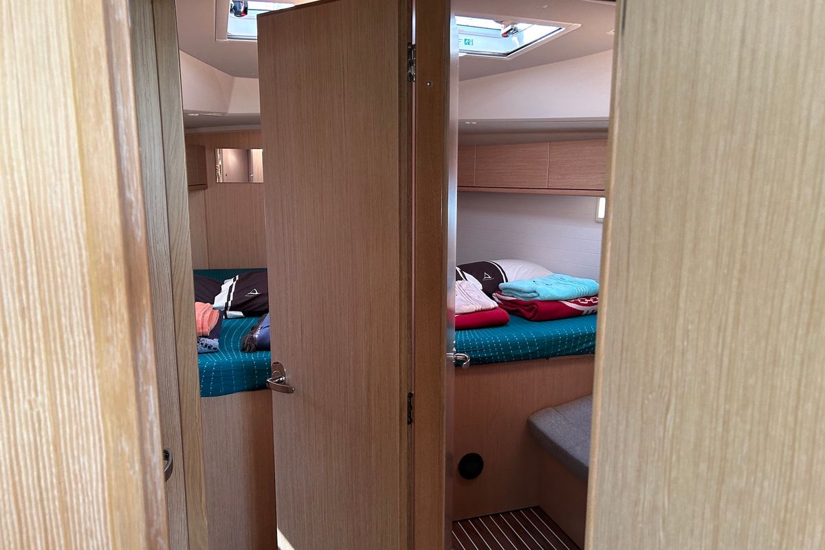 Cabin on Suncity 6, a Bavaria Cruiser 46 sailboat at Fethiye, Turkey