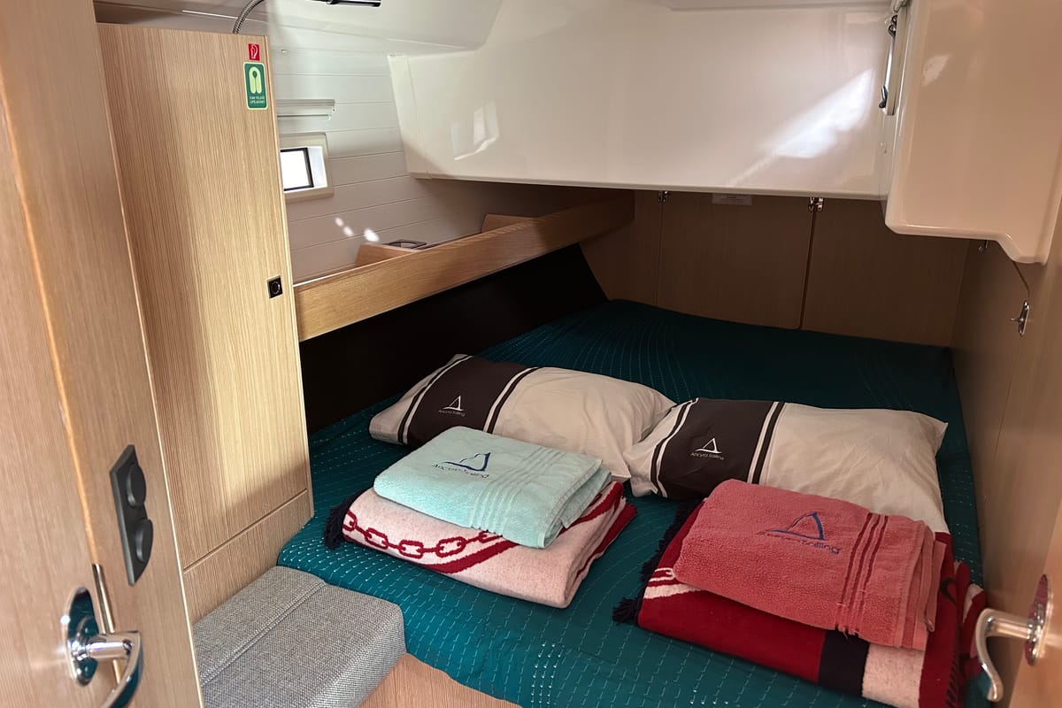 Cabin on Suncity 6, a Bavaria Cruiser 46 sailboat at Fethiye, Turkey