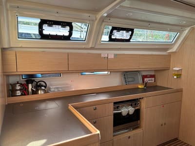 Galley of Suncity 6, a Bavaria Cruiser 46 sailboat at Fethiye, Turkey