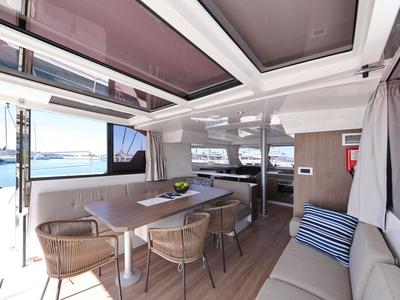 Salon of Toma, a Bali Catspace catamaran at Grad Kaštela, Croatia