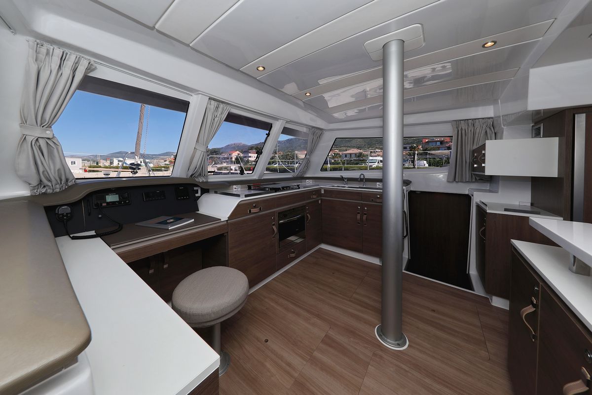 Galley of Toma, a Bali Catspace catamaran at Grad Kaštela, Croatia