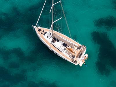 Exterior view of KAROS , a Dufour 41 sailboat at Road Town, British Virgin Islands