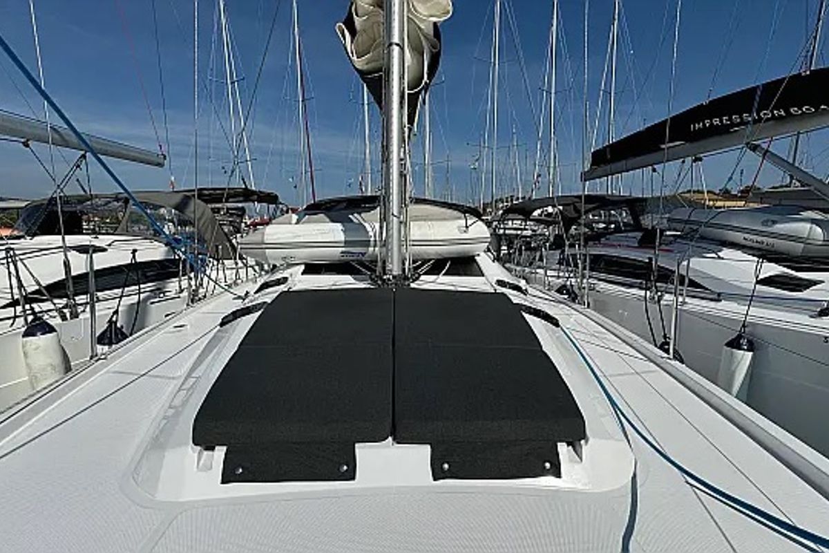Deck of Miss Esme, a Elan Impression 50.1 sailboat at Seget Donji, Croatia