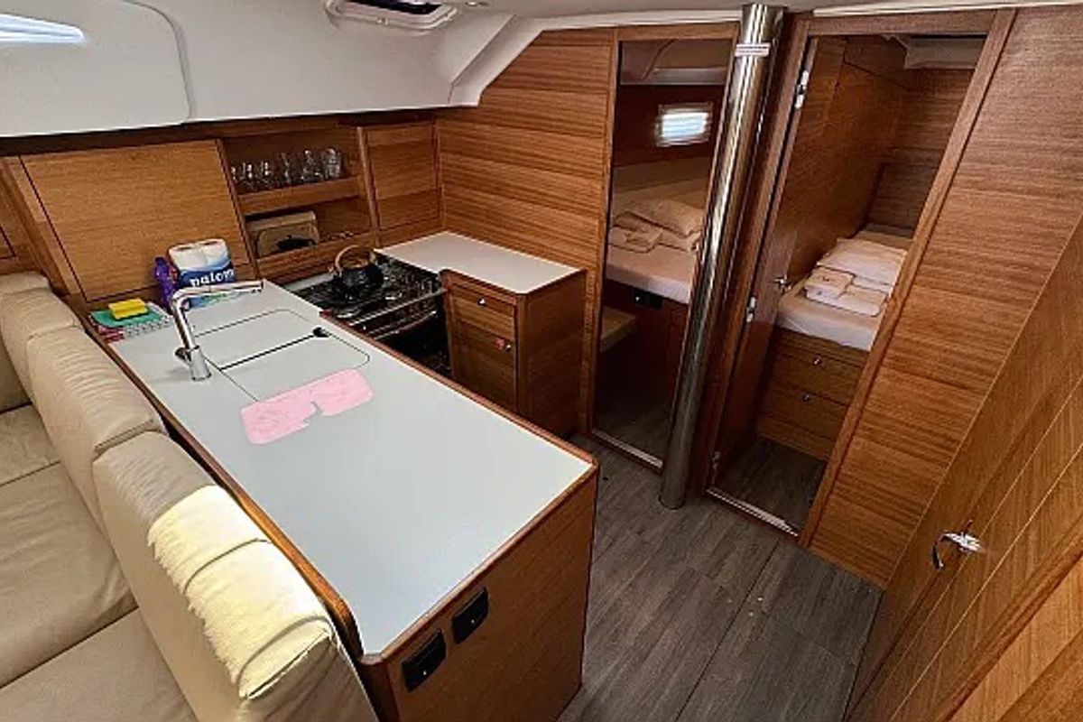 Galley of Miss Esme, a Elan Impression 50.1 sailboat at Seget Donji, Croatia
