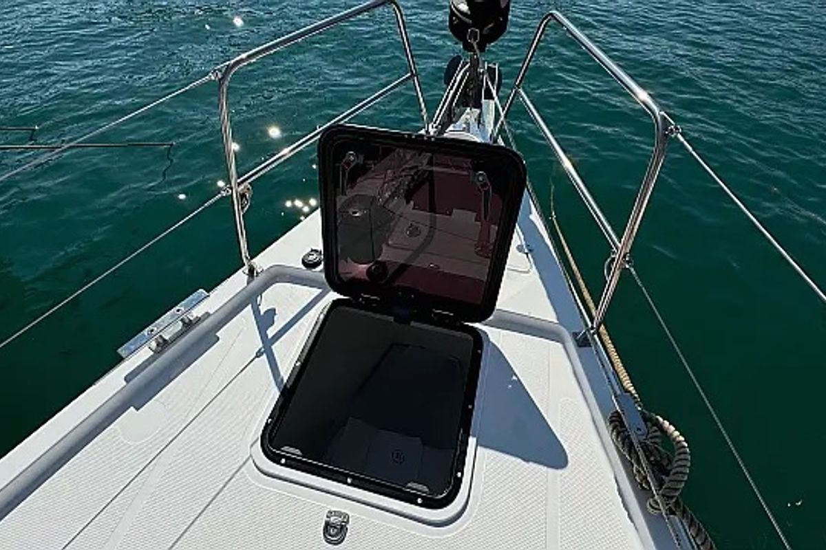 Deck of Miss Esme, a Elan Impression 50.1 sailboat at Seget Donji, Croatia
