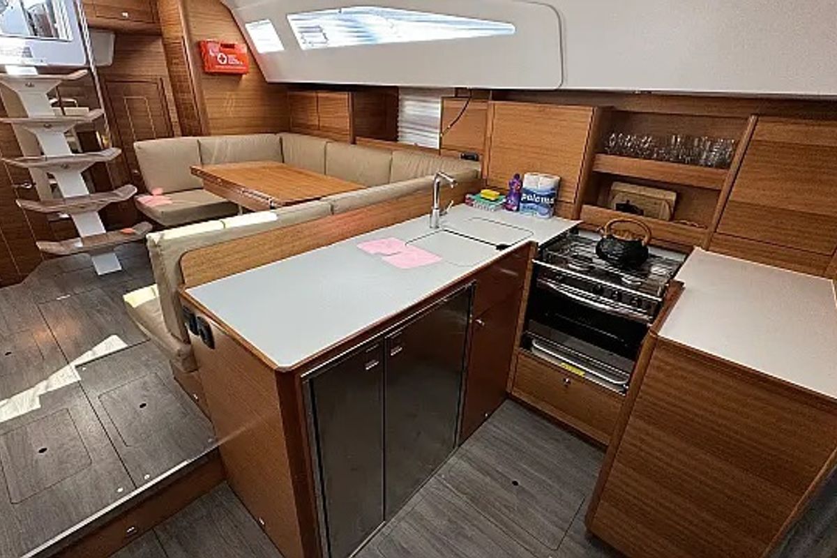 Galley of Miss Esme, a Elan Impression 50.1 sailboat at Seget Donji, Croatia