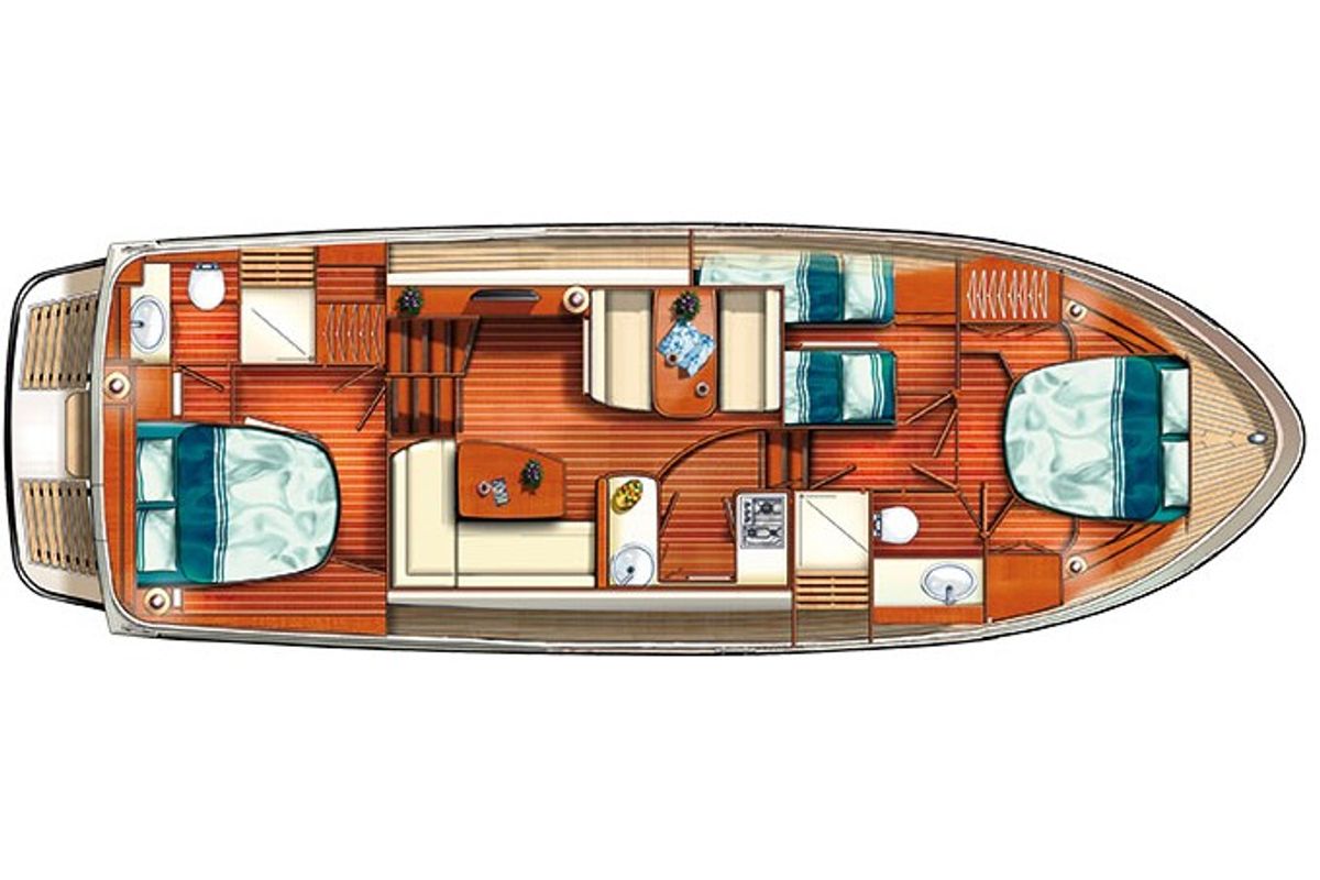 Floor plan of Wodan, a Linssen Grand Sturdy 40.9 AC motorboat at Mirow, Germany