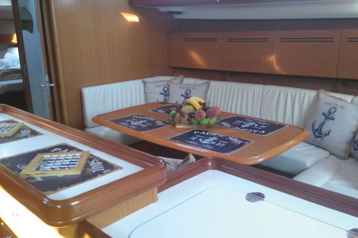 Salon of Maria, a Beneteau Cyclades 50.4 sailboat at Athens, Greece