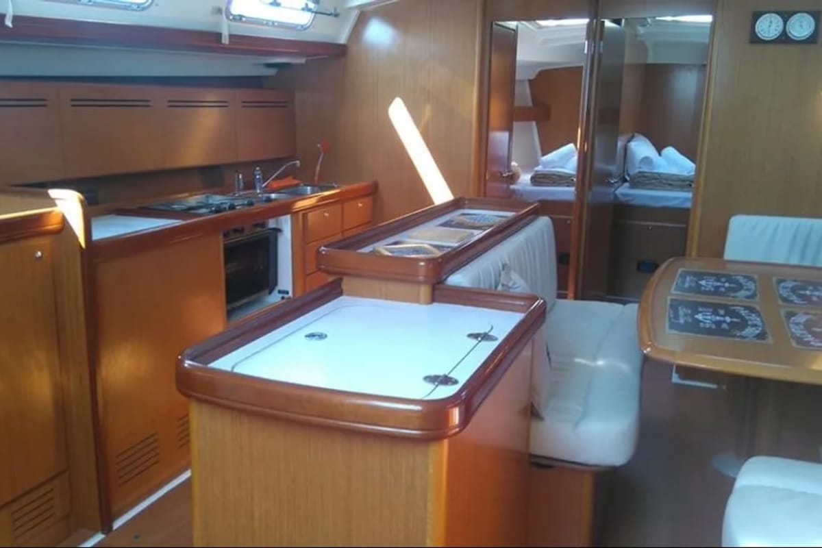 Salon of Maria, a Beneteau Cyclades 50.4 sailboat at Athens, Greece