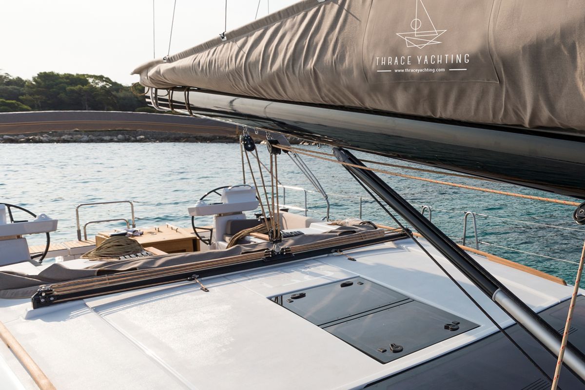 Exterior view of Margarita , a Dufour 520 Grand Large sailboat at Athens, Greece