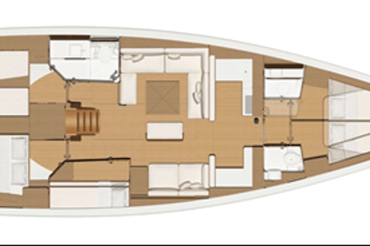 Deck of Margarita , a Dufour 520 Grand Large sailboat at Athens, Greece